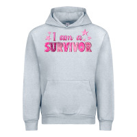 Heather Grey I Am a Survivor Breast Cancer Urban Hoodie - texasbilliewilder