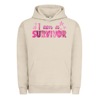 Pigment French Oak I Am a Survivor Breast Cancer Urban Hoodie - texasbilliewilder