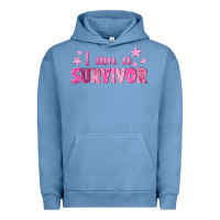 Pigment Pebble Blue I Am a Survivor Breast Cancer Urban Hoodie - texasbilliewilder