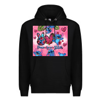 Black peace love stitch Premium Hoodie - Zillion Design Studio