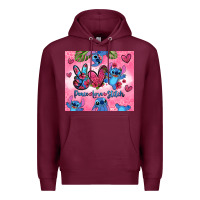 Burgundy peace love stitch Premium Hoodie - Zillion Design Studio