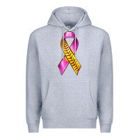 Heather Grey Breast Cancer Ribbon Softball Premium Hoodie - texasbilliewilder