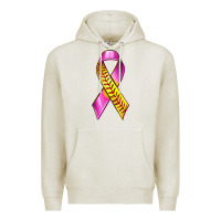 Oatmeal Heather Breast Cancer Ribbon Softball Premium Hoodie - texasbilliewilder