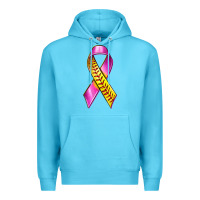 Ocean Blue Breast Cancer Ribbon Softball Premium Hoodie - texasbilliewilder