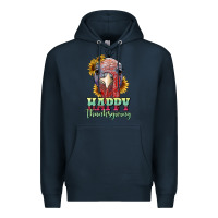 Navy happy thanksgiving turkey Premium Hoodie - RanaPortraitStore
