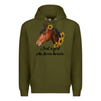 Army Green just a girl who loves horses Premium Hoodie - RanaPortraitStore