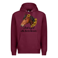 Burgundy just a girl who loves horses Premium Hoodie - RanaPortraitStore