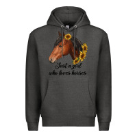 Charcoal Heather just a girl who loves horses Premium Hoodie - RanaPortraitStore