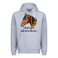 Heather Grey just a girl who loves horses Premium Hoodie - RanaPortraitStore