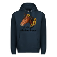 Navy just a girl who loves horses Premium Hoodie - RanaPortraitStore