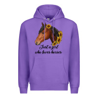 Purple just a girl who loves horses Premium Hoodie - RanaPortraitStore