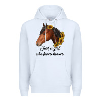 White just a girl who loves horses Premium Hoodie - RanaPortraitStore