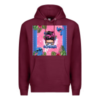 Burgundy ohana stitch messy bun Premium Hoodie - Zillion Design Studio