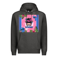 Charcoal Heather ohana stitch messy bun Premium Hoodie - Zillion Design Studio