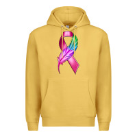 Antique Gold Breast Cancer Ribbon with Feather Premium Hoodie - texasbilliewilder