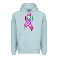 Blue Mist Breast Cancer Ribbon with Feather Premium Hoodie - texasbilliewilder