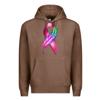 Chestnut Breast Cancer Ribbon with Feather Premium Hoodie - texasbilliewilder