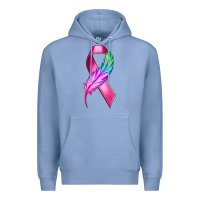 Colony Blue Breast Cancer Ribbon with Feather Premium Hoodie - texasbilliewilder