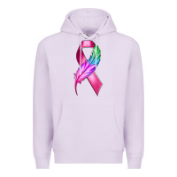 Lilac Breast Cancer Ribbon with Feather Premium Hoodie - texasbilliewilder