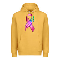 Mustard Breast Cancer Ribbon with Feather Premium Hoodie - texasbilliewilder