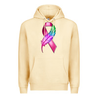 Pina Colada Breast Cancer Ribbon with Feather Premium Hoodie - texasbilliewilder