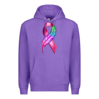 Purple Breast Cancer Ribbon with Feather Premium Hoodie - texasbilliewilder