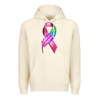 Breast Cancer Ribbon With Feather Premium Hoodie | Teevron