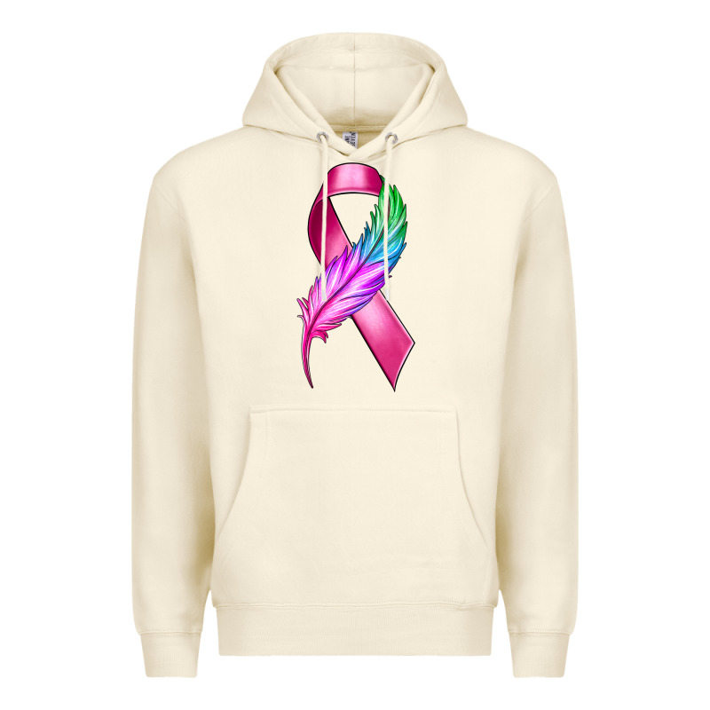 Breast Cancer Ribbon With Feather Premium Hoodie by texasbilliewilder | Teevron