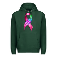 Sports Green Breast Cancer Ribbon with Feather Premium Hoodie - texasbilliewilder