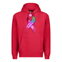 Cardinal Breast Cancer Ribbon with Feather Premium Hoodie - texasbilliewilder