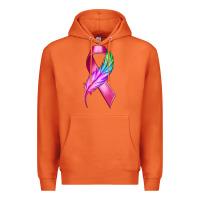 Carrot Breast Cancer Ribbon with Feather Premium Hoodie - texasbilliewilder