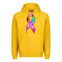 Lemon Breast Cancer Ribbon with Feather Premium Hoodie - texasbilliewilder