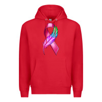 Red Breast Cancer Ribbon with Feather Premium Hoodie - texasbilliewilder
