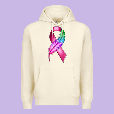 Breast Cancer Ribbon With Feather Premium Hoodie Designed By Texasbilliewilder