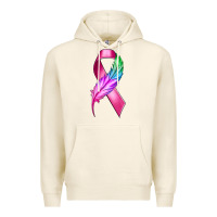 Tofu Breast Cancer Ribbon with Feather Premium Hoodie - texasbilliewilder