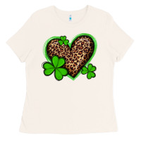 Bone st patricks day leopard heart with shamrocks Ladies Tee - Artiststas