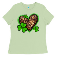 Matcha st patricks day leopard heart with shamrocks Ladies Tee - Artiststas