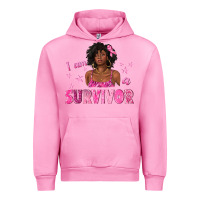Fuchsia Pink I Am a Survivor Breast Cancer with Afro Woman Urban Hoodie - texasbilliewilder