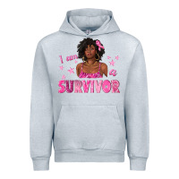 Heather Grey I Am a Survivor Breast Cancer with Afro Woman Urban Hoodie - texasbilliewilder