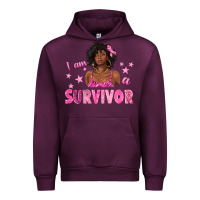 Mauve Wine I Am a Survivor Breast Cancer with Afro Woman Urban Hoodie - texasbilliewilder