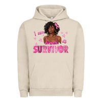 Pigment French Oak I Am a Survivor Breast Cancer with Afro Woman Urban Hoodie - texasbilliewilder