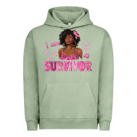 Pigment Oil Green I Am a Survivor Breast Cancer with Afro Woman Urban Hoodie - texasbilliewilder