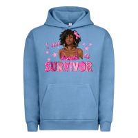 Pigment Pebble Blue I Am a Survivor Breast Cancer with Afro Woman Urban Hoodie - texasbilliewilder