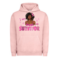 Pigment Salmon I Am a Survivor Breast Cancer with Afro Woman Urban Hoodie - texasbilliewilder