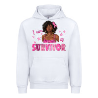 White I Am a Survivor Breast Cancer with Afro Woman Urban Hoodie - texasbilliewilder
