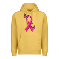 Antique Gold Breast Cancer Ribbon with Butterfly Premium Hoodie - texasbilliewilder