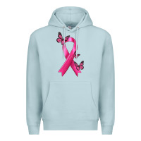 Blue Mist Breast Cancer Ribbon with Butterfly Premium Hoodie - texasbilliewilder