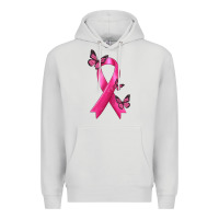 Dove Grey Breast Cancer Ribbon with Butterfly Premium Hoodie - texasbilliewilder