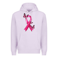 Lilac Breast Cancer Ribbon with Butterfly Premium Hoodie - texasbilliewilder