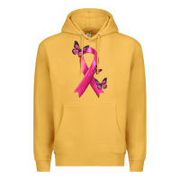 Mustard Breast Cancer Ribbon with Butterfly Premium Hoodie - texasbilliewilder